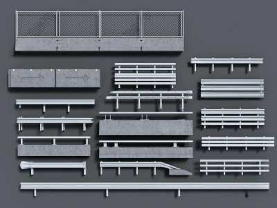 现代道路护栏3D模型下载